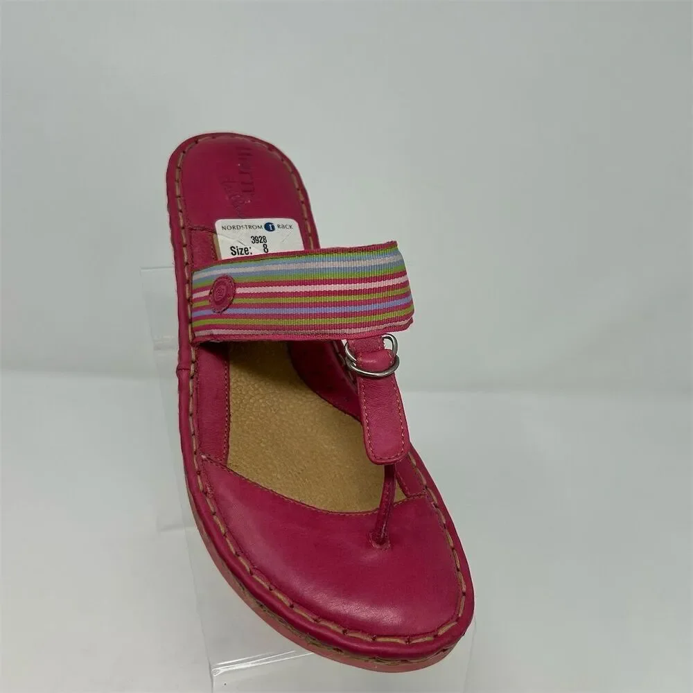 Born Women's Espadrille Wedge Slip On Thong Sandals Pink Size 8 Summer Casual - Picture 2 of 14